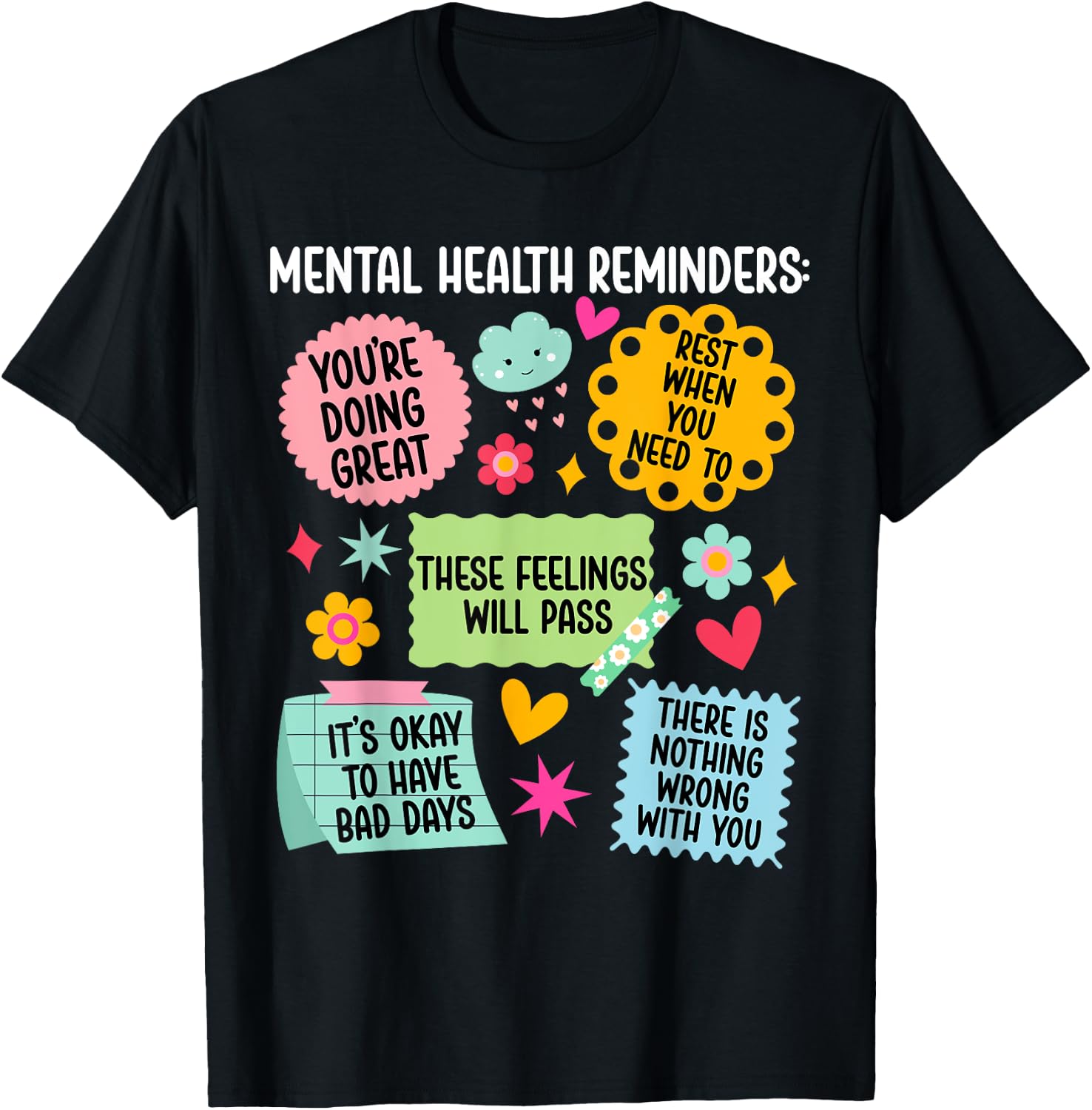 Mental Health Reminders Mental Health Awareness Month T-Shirt - T-Shirt | Black