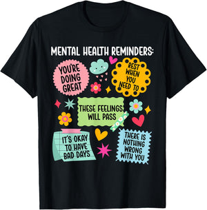 Mental Health Reminders Mental Health Awareness Month T-Shirt - T-Shirt | Black