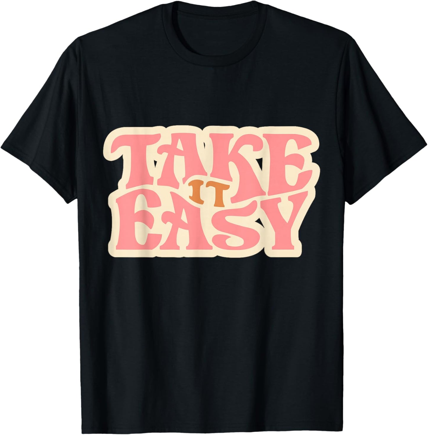 Take it Easy Retro Distressed 70s Gift Take It Easy T-Shirt - T-Shirt | Black