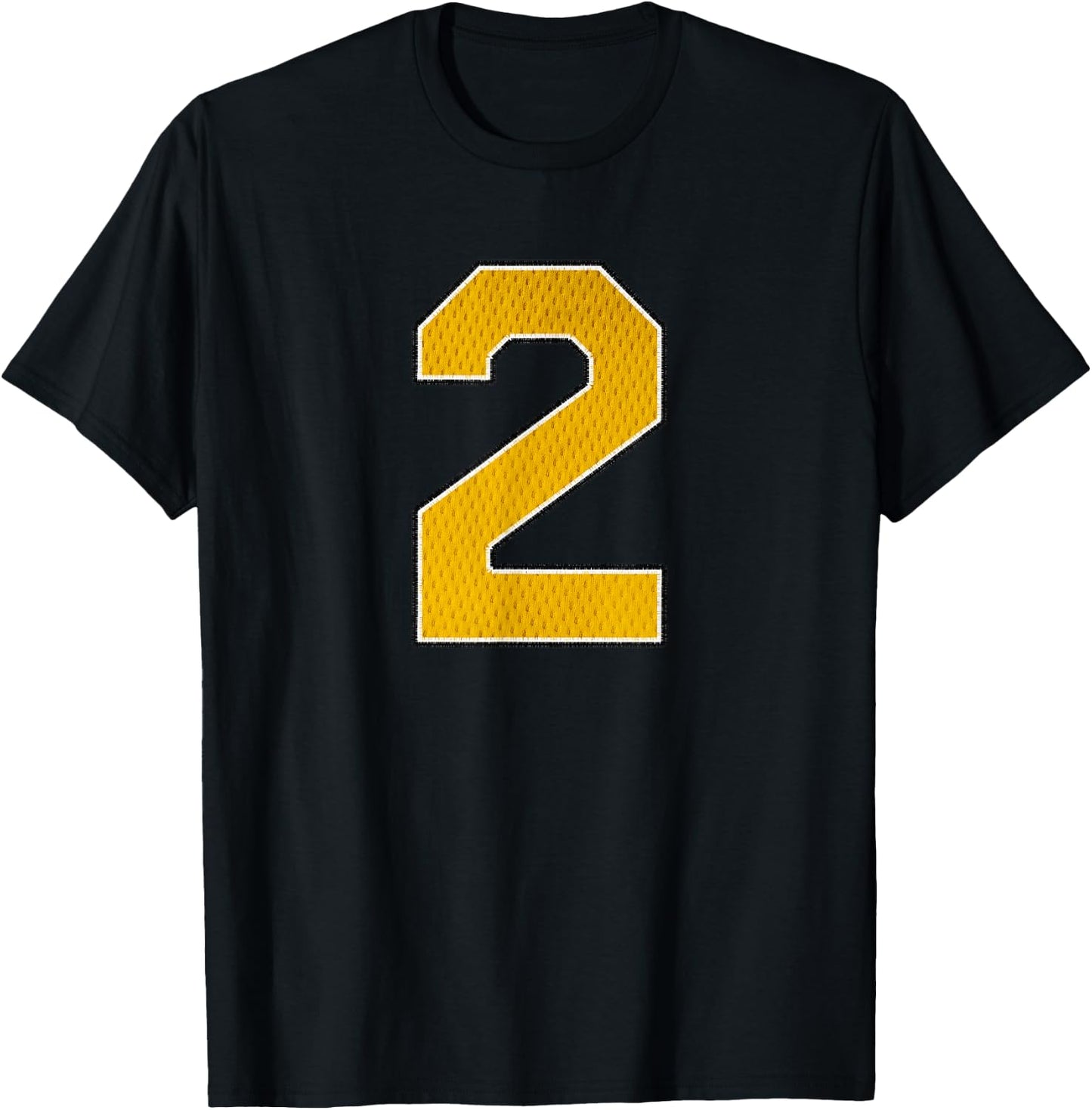 Gold Number 2 Athlete Sports Jersey Supporter Fanwear T-Shirt - T-Shirt | Black