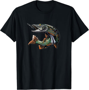 Musky Fishing Fisherman T-Shirt - T-Shirt | Black