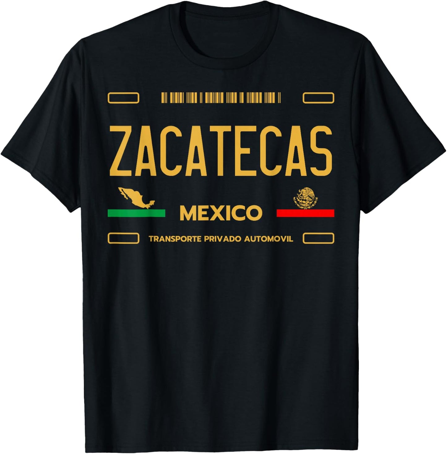 Zacatecas License Plate, Zacatecas Mexico, Zacatecas T-Shirt - T-Shirt | Black