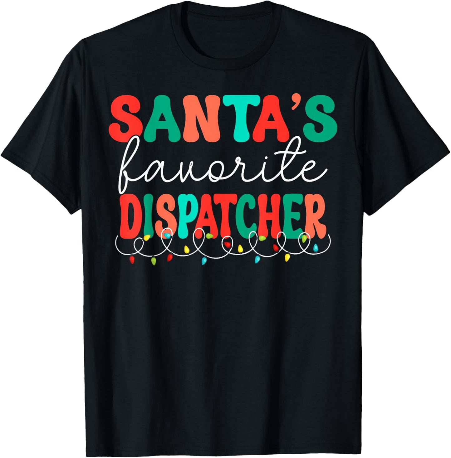 Santas Favorite Dispatcher Retro Christmas 911 Dispatcher T-Shirt - T-Shirt | Black