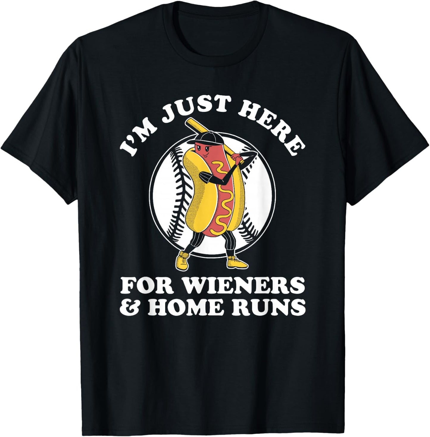 Funny Baseball Design Men Wieners & Home Runs T-Shirt - T-Shirt | Black