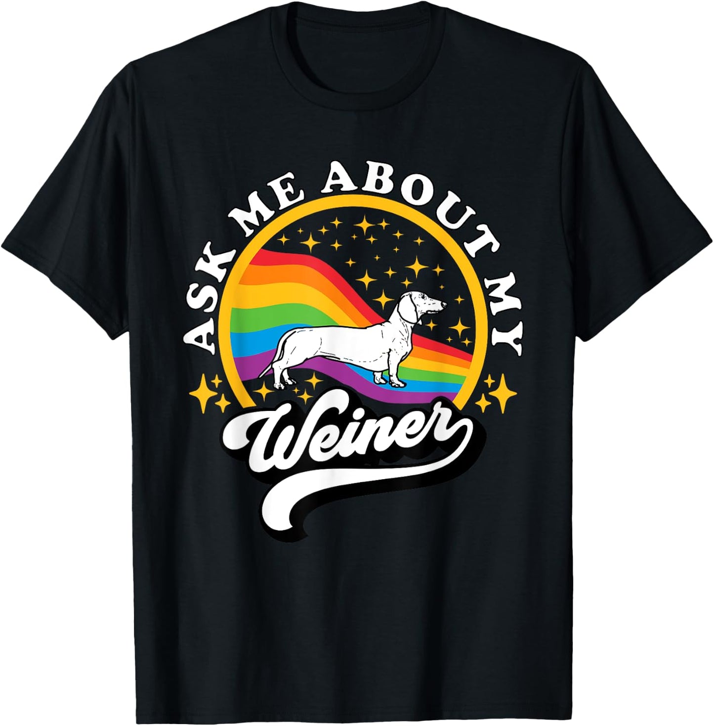 Funny Dachshund Wiener by TheMaesthetics -Adults Retro Wiener Dog Black Small T-Shirt - T-Shirt | Black