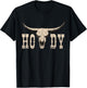 White Howdy Cow Skull Rodeo Western Country Southern Cowboy T-Shirt - T-Shirt | Black