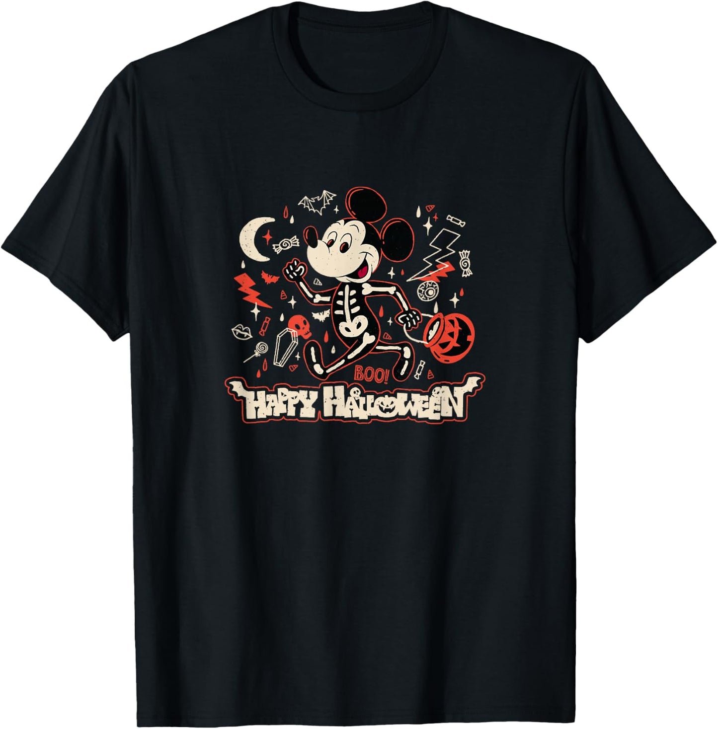 Disney Mickey and Friends Halloween Boo! Skeleton Costume T-Shirt - T-Shirt | Black
