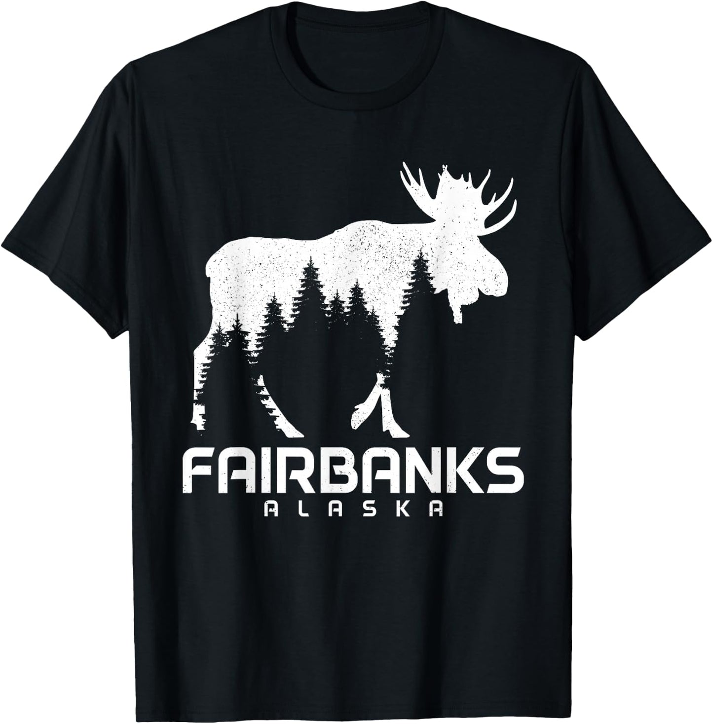 Fairbanks Alaska Vintage Pride Souvenir Moose Nature T-Shirt - T-Shirt | Black
