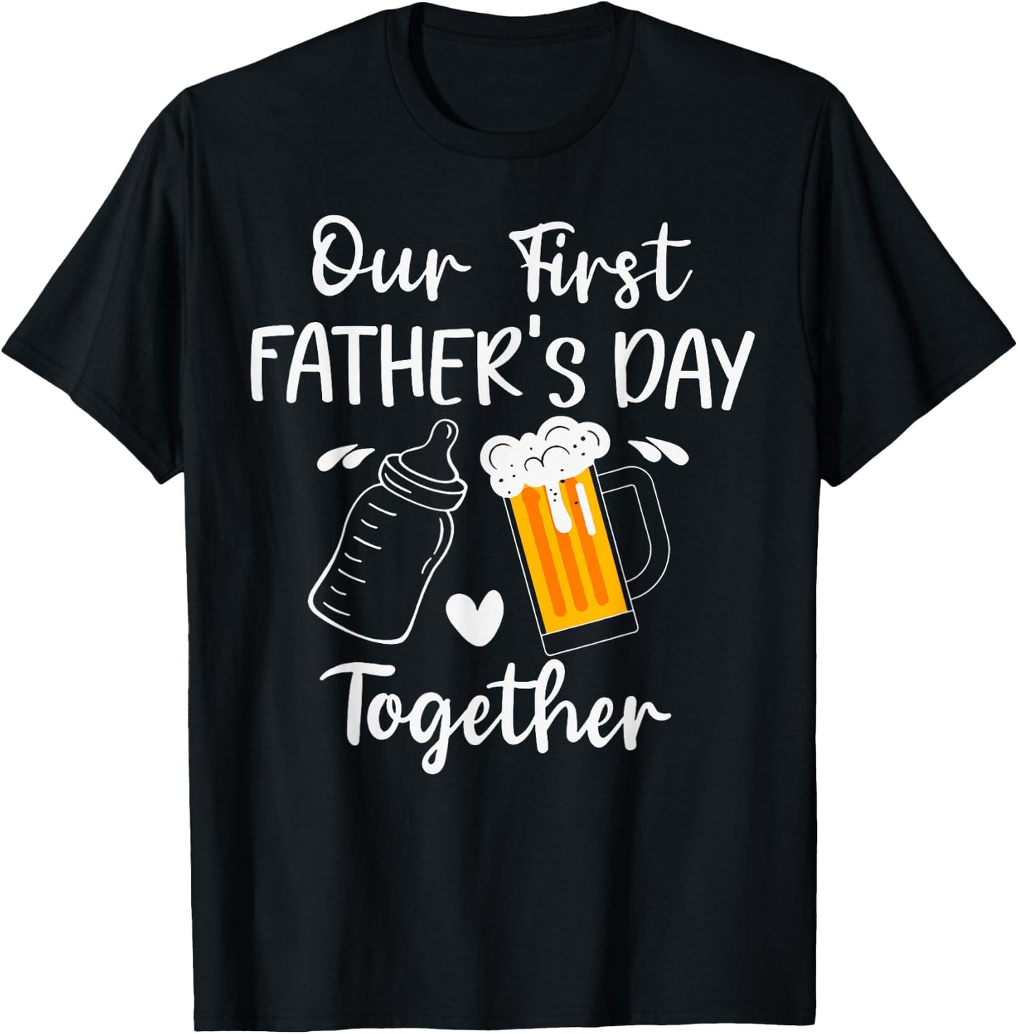 Our First Father's Day Milk Vs Beer Together T-Shirt - T-Shirt | Black