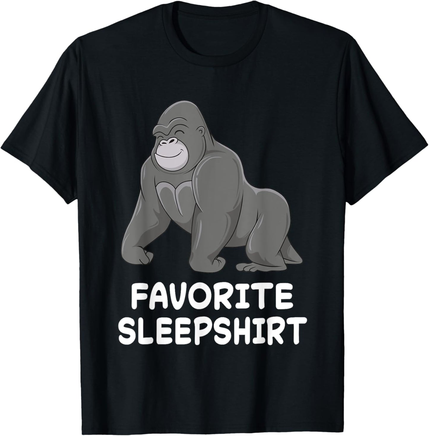 Gorilla Monkey Gorillas Nap Sleeping Sleep Pajama Nightgown T-Shirt - T-Shirt | Black