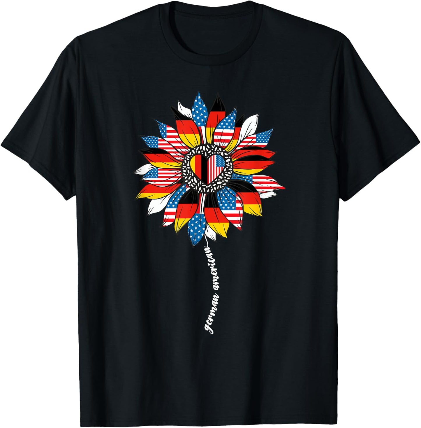Half German And American Germany Usa Flag Girl Deutschland T-Shirt - T-Shirt | Black