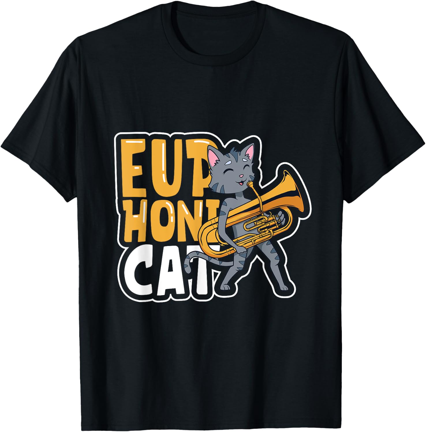 Euphonicat - Cat with euphonium T-Shirt - T-Shirt | Black