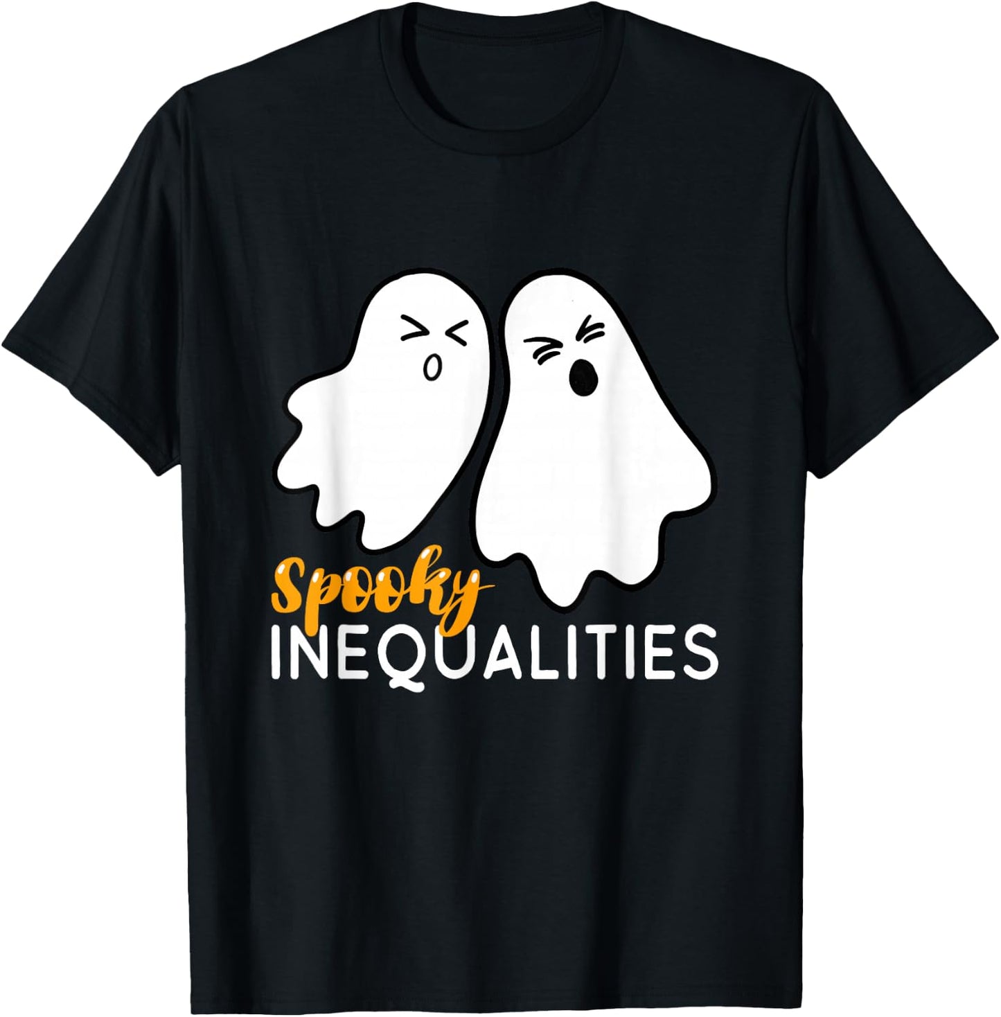 Spooky Inequalities Ghosts - Halloween Math Teacher T-Shirt - T-Shirt | Black