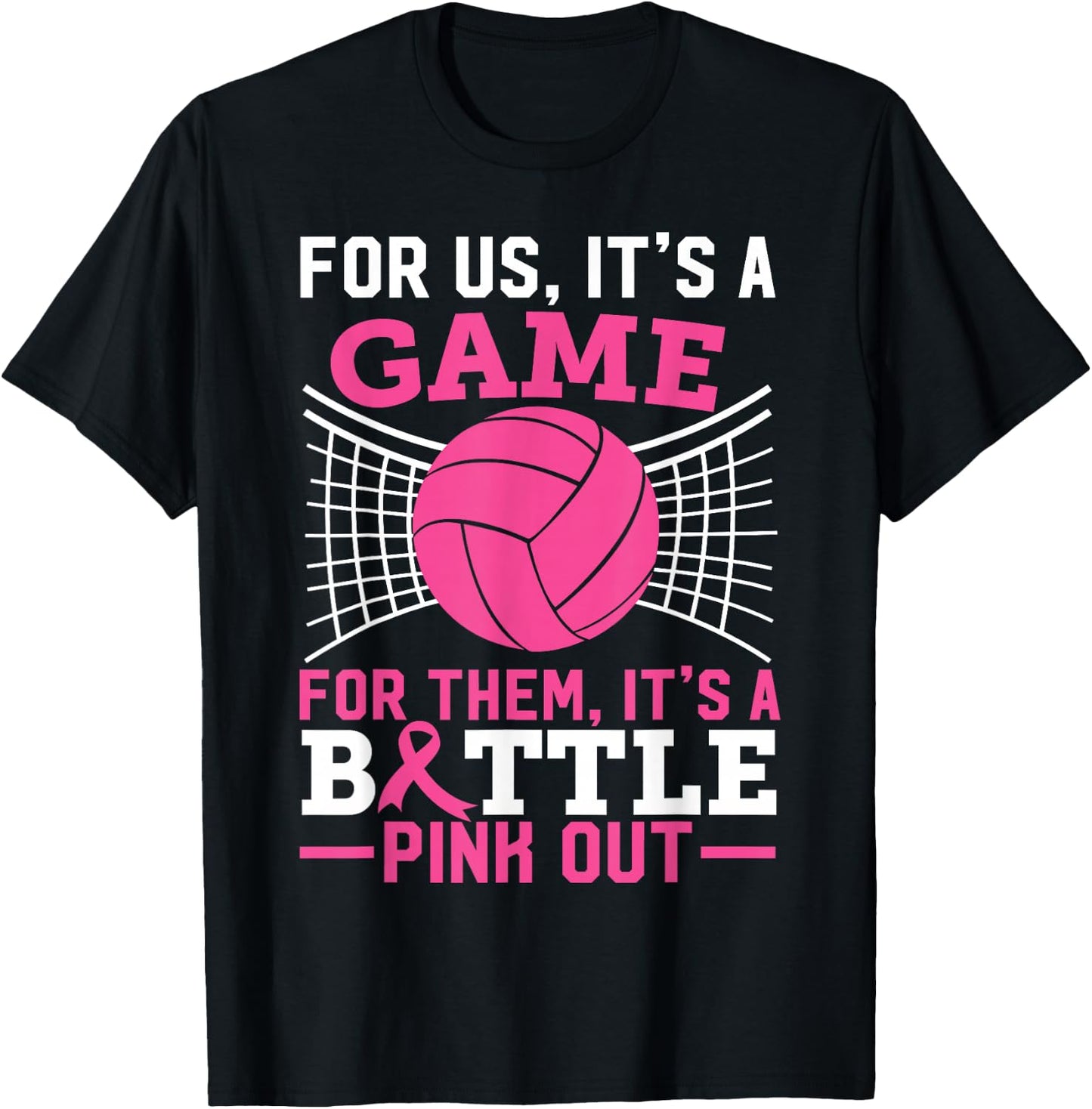 Pink Out Breast Cancer Volleyball Ball Lover Women Teen Girl T-Shirt - T-Shirt | Black
