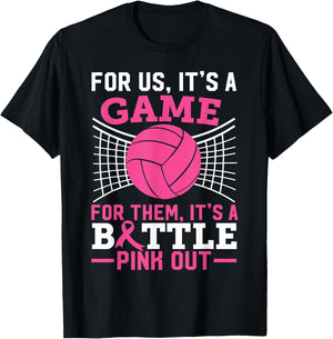 Pink Out Breast Cancer Volleyball Ball Lover Women Teen Girl T-Shirt - T-Shirt | Black