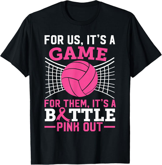 Pink Out Breast Cancer Volleyball Ball Lover Women Teen Girl T-Shirt - T-Shirt | Black