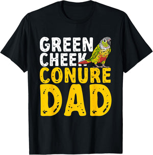 Green Cheek Conure Dad Parrot Bird Dad Conure T-Shirt - T-Shirt | Black