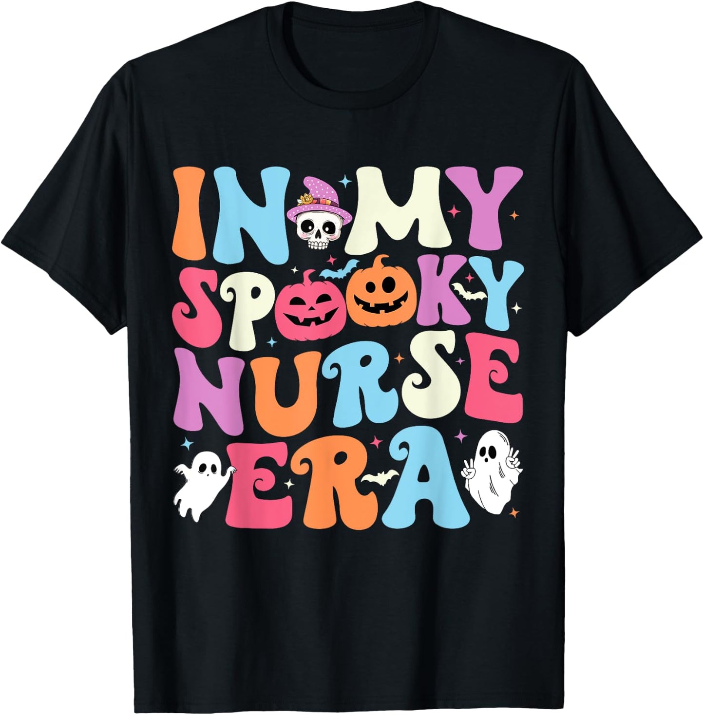 In My Spooky Nurse Era Cute Groovy Spooky Nurse Halloween T-Shirt - T-Shirt | Black