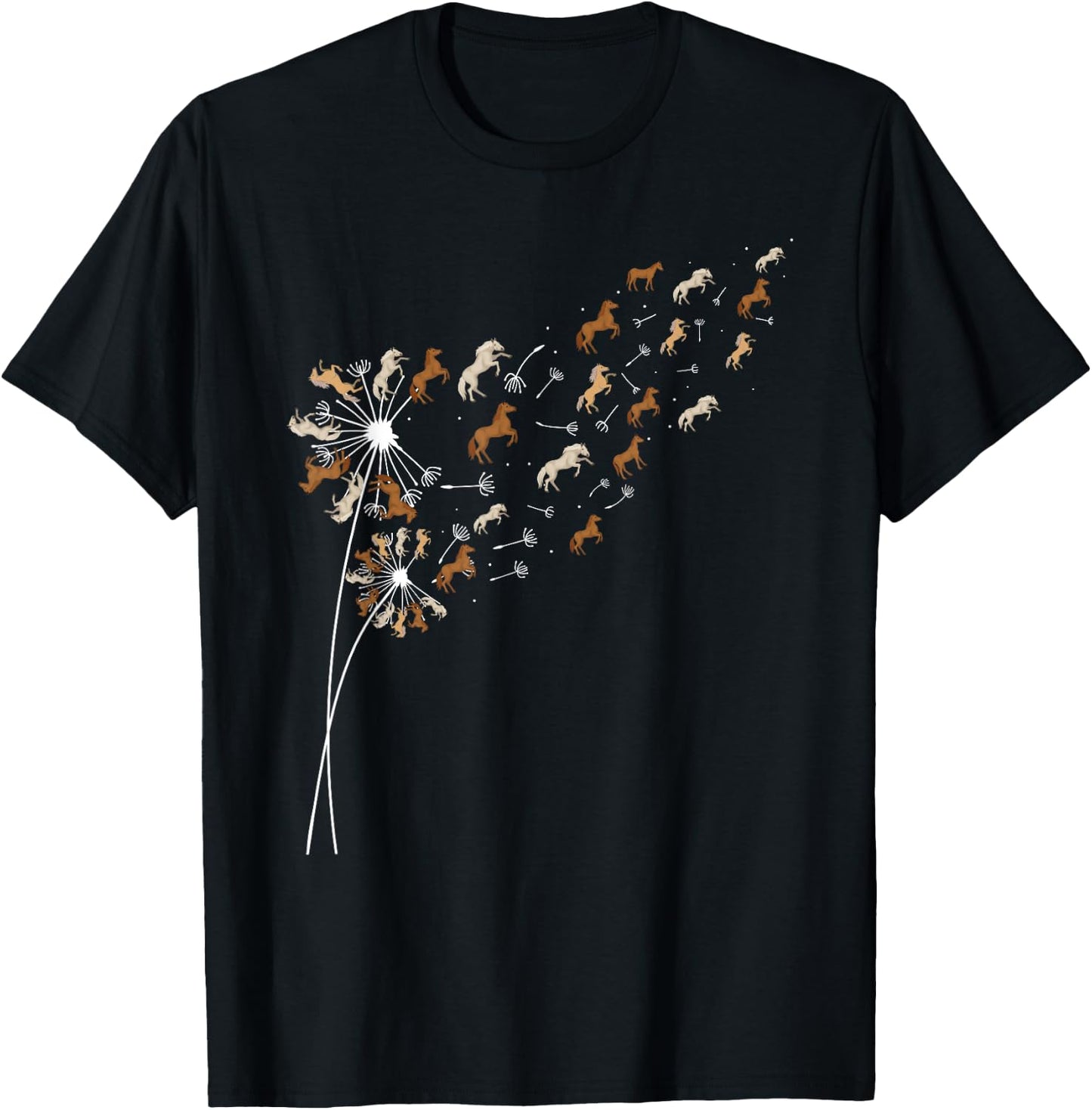 Dandelion Horses - Horse Lover Horseman Equestrian Riding T-Shirt - T-Shirt | Black
