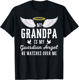My Grandpa Is My Guardian Angel In Loving Memorial Memory T-Shirt - T-Shirt | Black