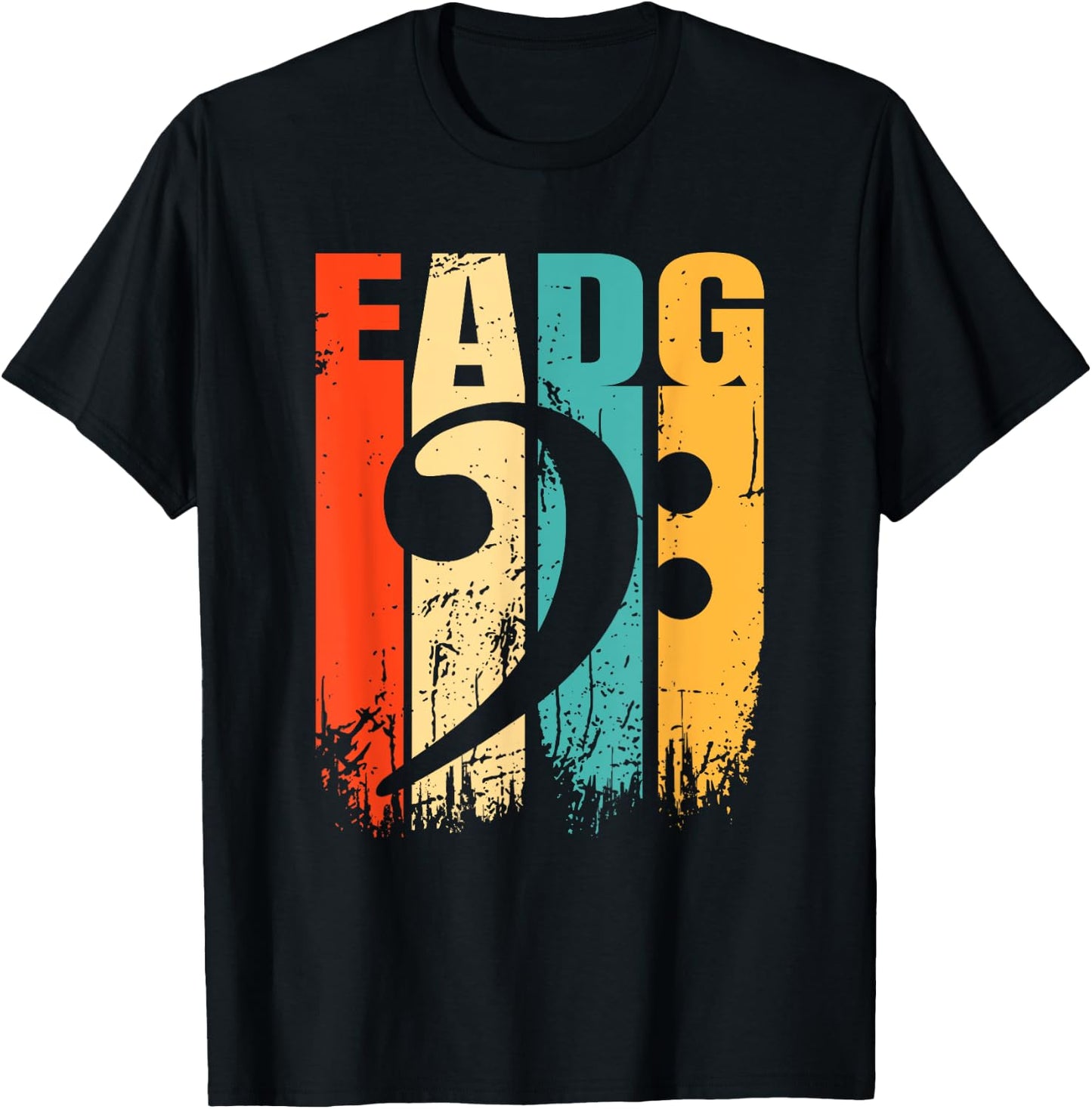 Retro Bass EADG Bass Key Bassist T-Shirt - T-Shirt | Black