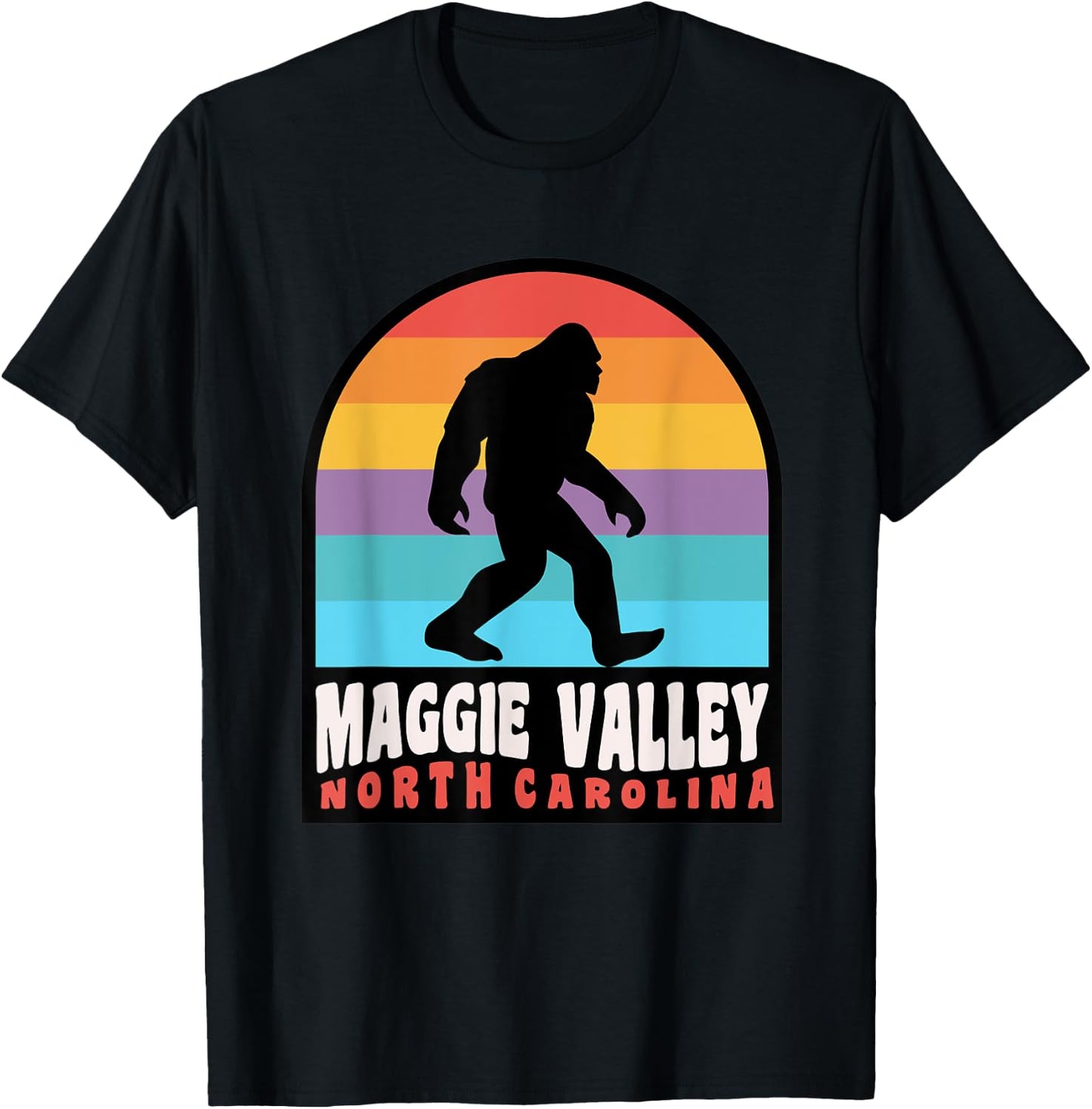 Maggie Valley NC Bigfoot Sasquatch Great Smoky Mountains T-Shirt - T-Shirt | Black