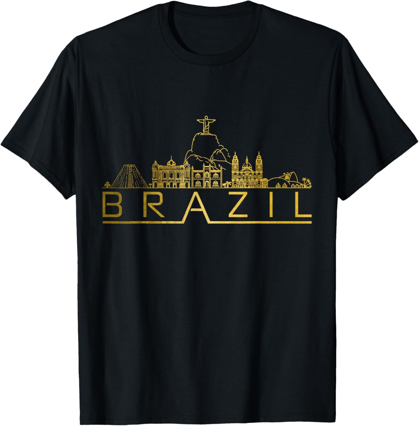 Brazil Skyline Rio De Janeiro Brasil Brasilian Souvenir T-Shirt - T-Shirt | Black
