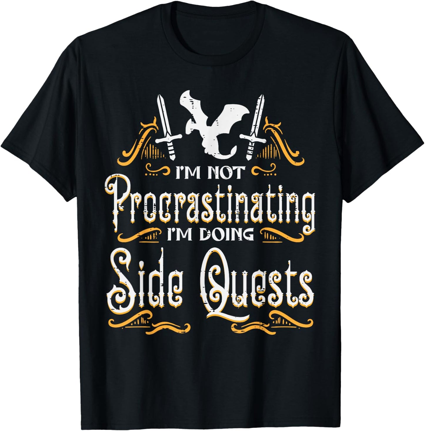 RPG Gamer Not Procrastinating Side Quest Funny Men Boys Kids T-Shirt - T-Shirt | Black