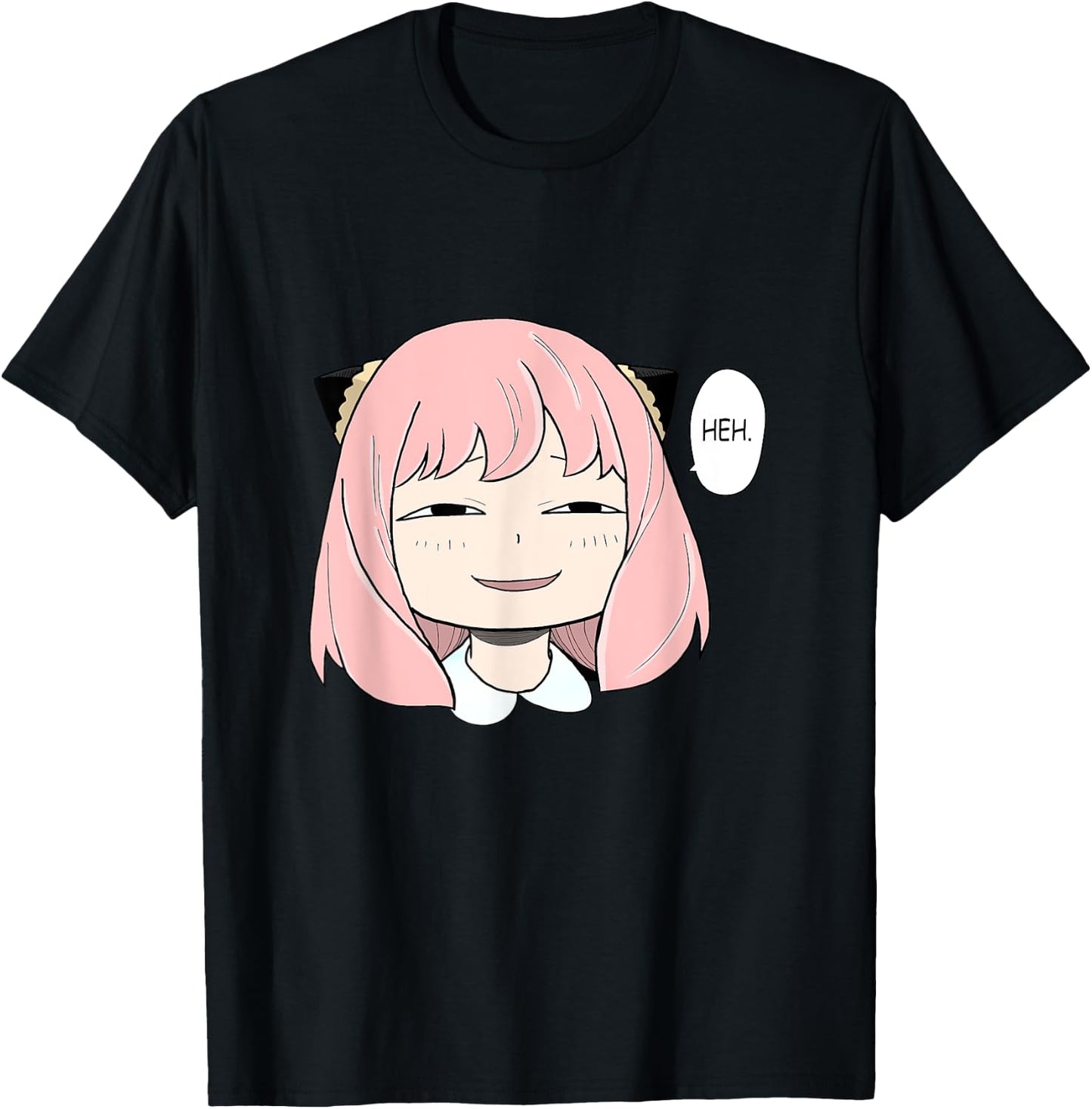 Funny A Cute Girl Emotion Smile heh. For Family Holidays T-Shirt - T-Shirt | Black