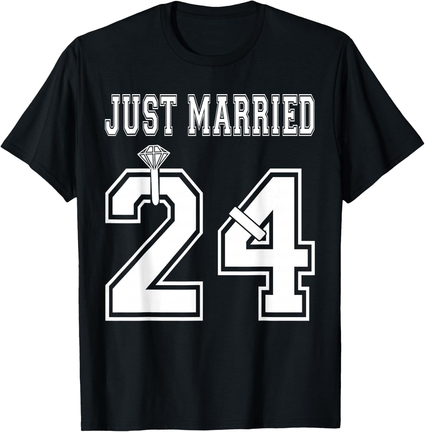Just Married 2024 Wife Husband Matching Honeymoon T-Shirt - T-Shirt | Black