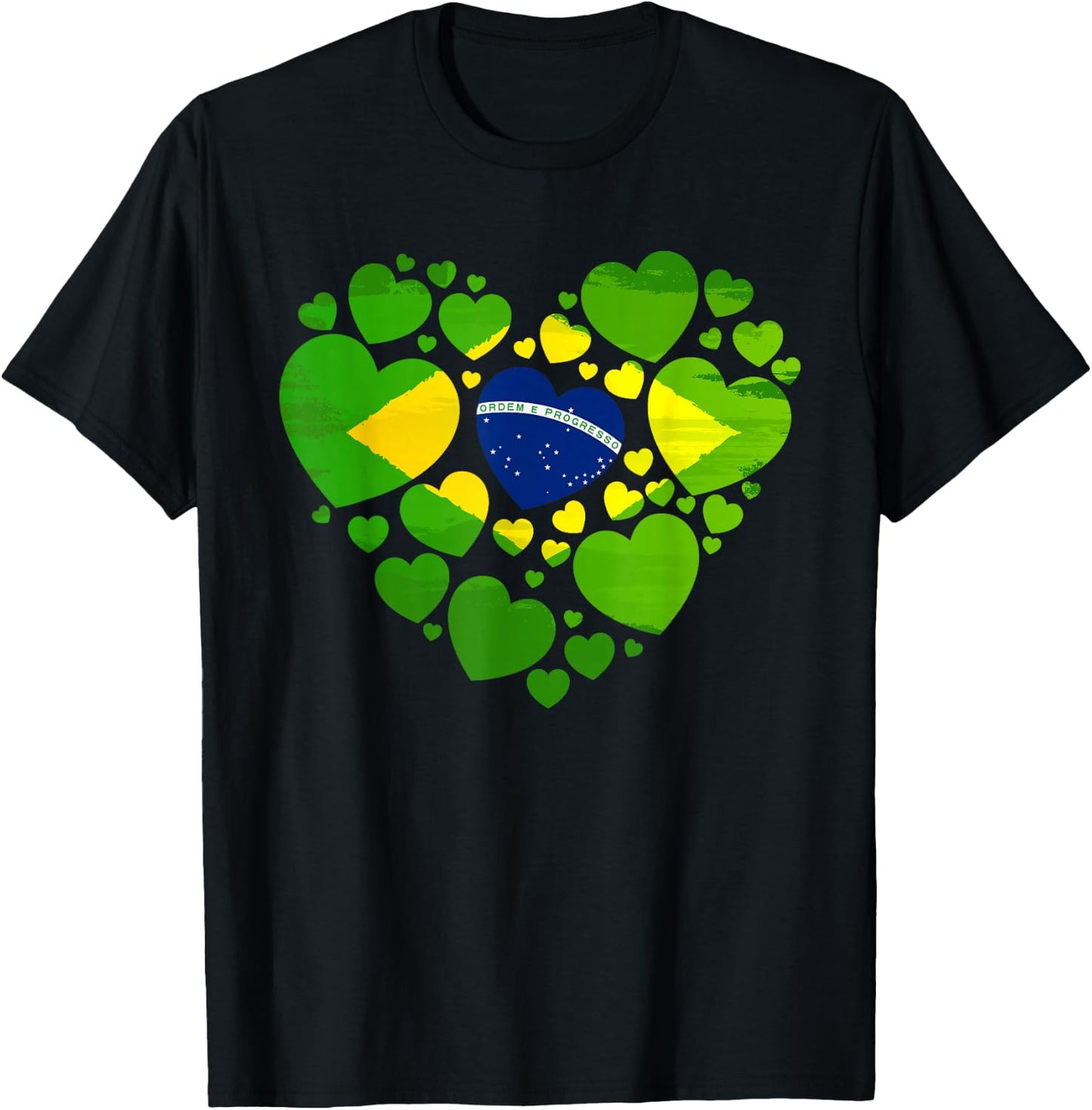 Brazilian Flag Heart Idea & Brazil Flag Heritage T-Shirt - T-Shirt | Black