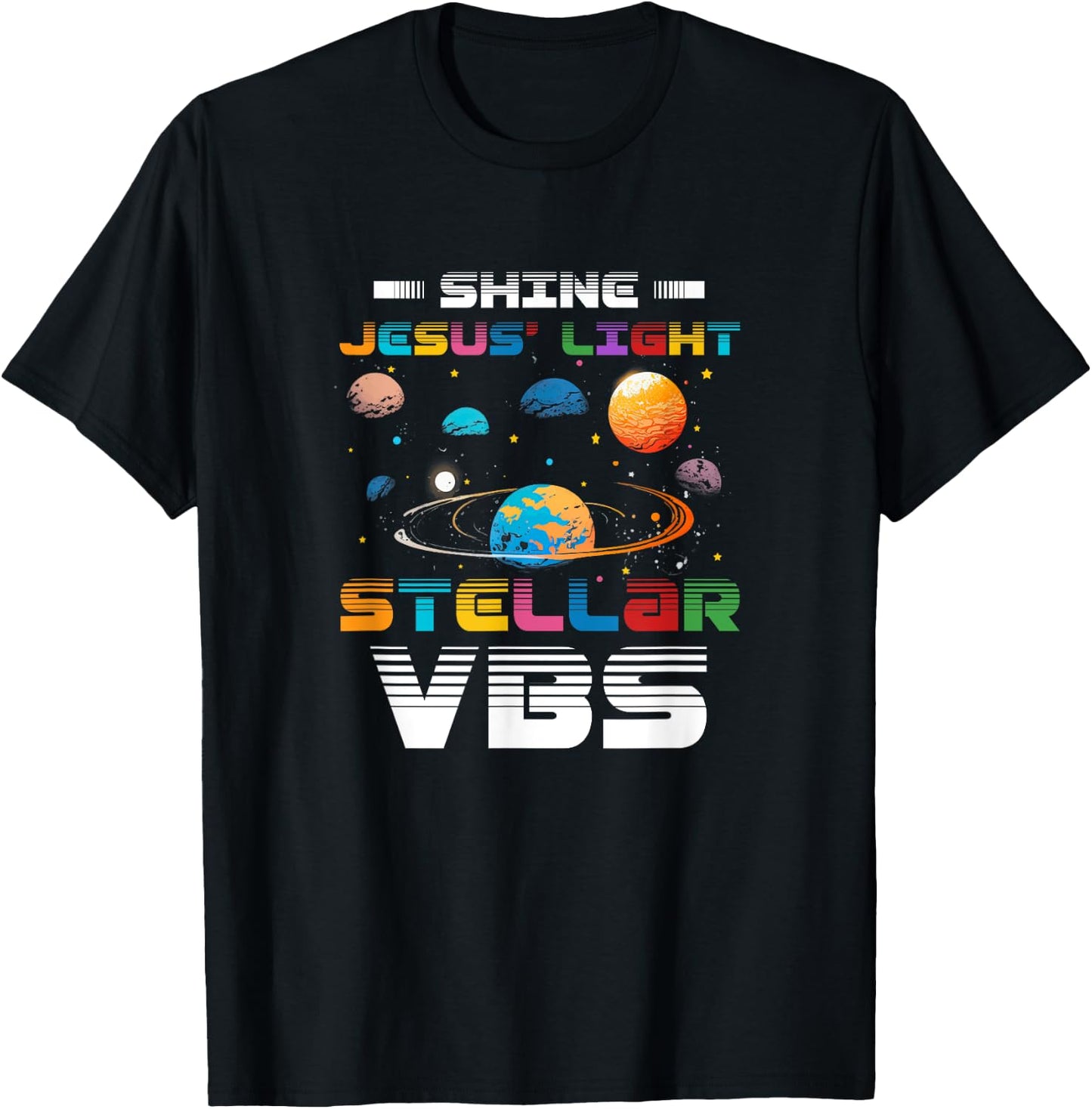 Stellar Bible School VBS Shine Jesus Light Christian T-Shirt - T-Shirt | Black
