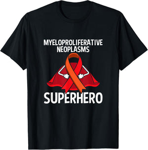 Myeloproliferative Neoplasms (MPN) Superhero Fighter Ribbon T-Shirt - T-Shirt | Black