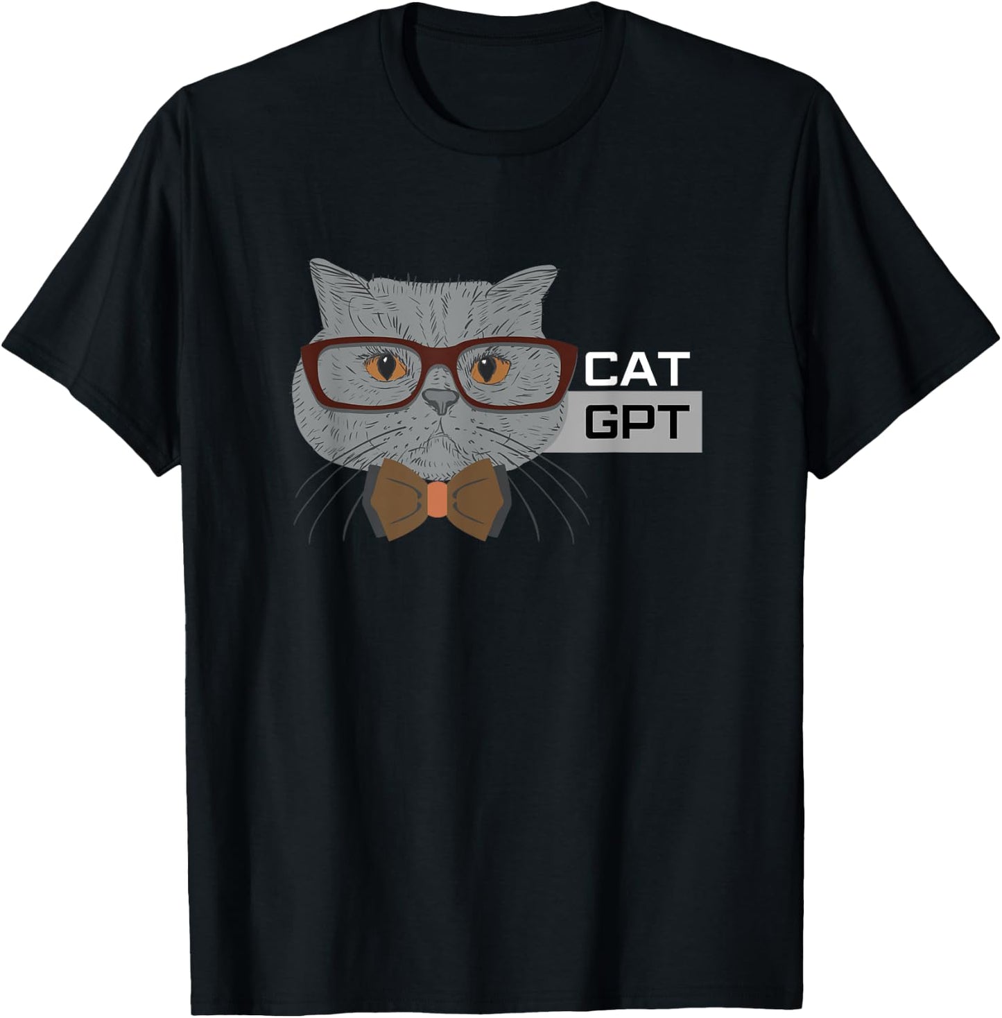 Cat GPT Working Ai Cat , Funny Geek Cat Lovers & Chat GPT T-Shirt - T-Shirt | Black