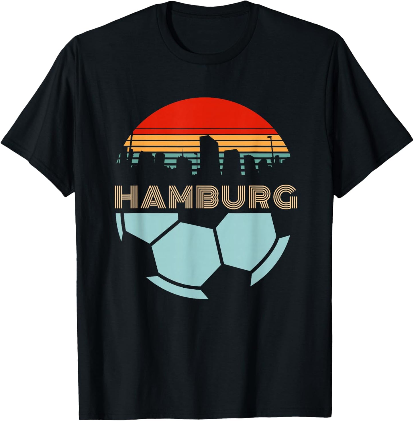Retro Hamburg Football Team Football Fan Football Ball T-Shirt - T-Shirt | Black