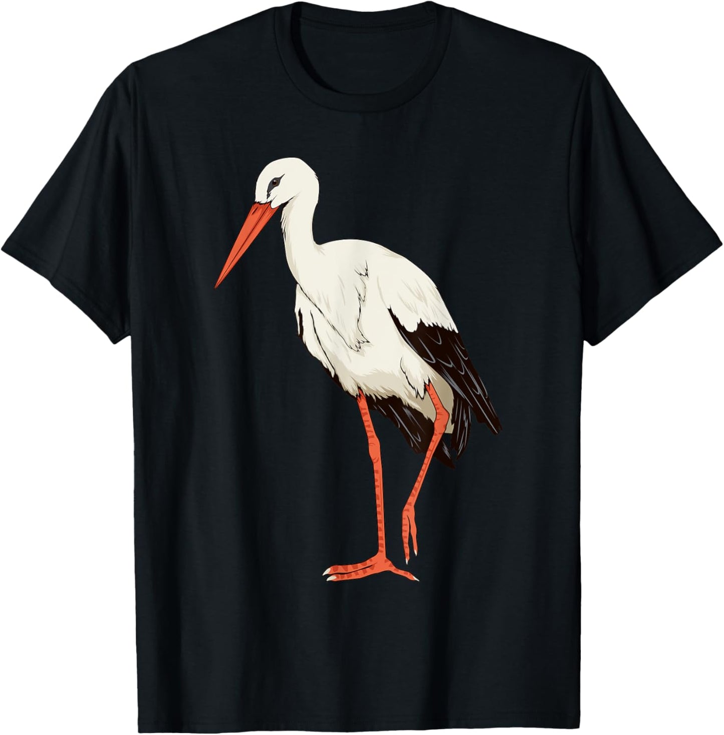 Stork Baby Art Design Illustration Bird Stork T-Shirt - T-Shirt | Black