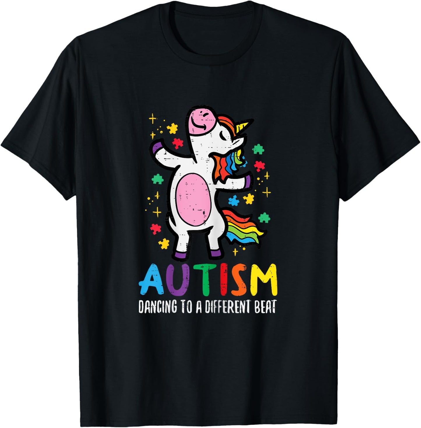 Autism Awareness Uncicorn Dancing Different Beat Girls Kids T-Shirt - T-Shirt | Black