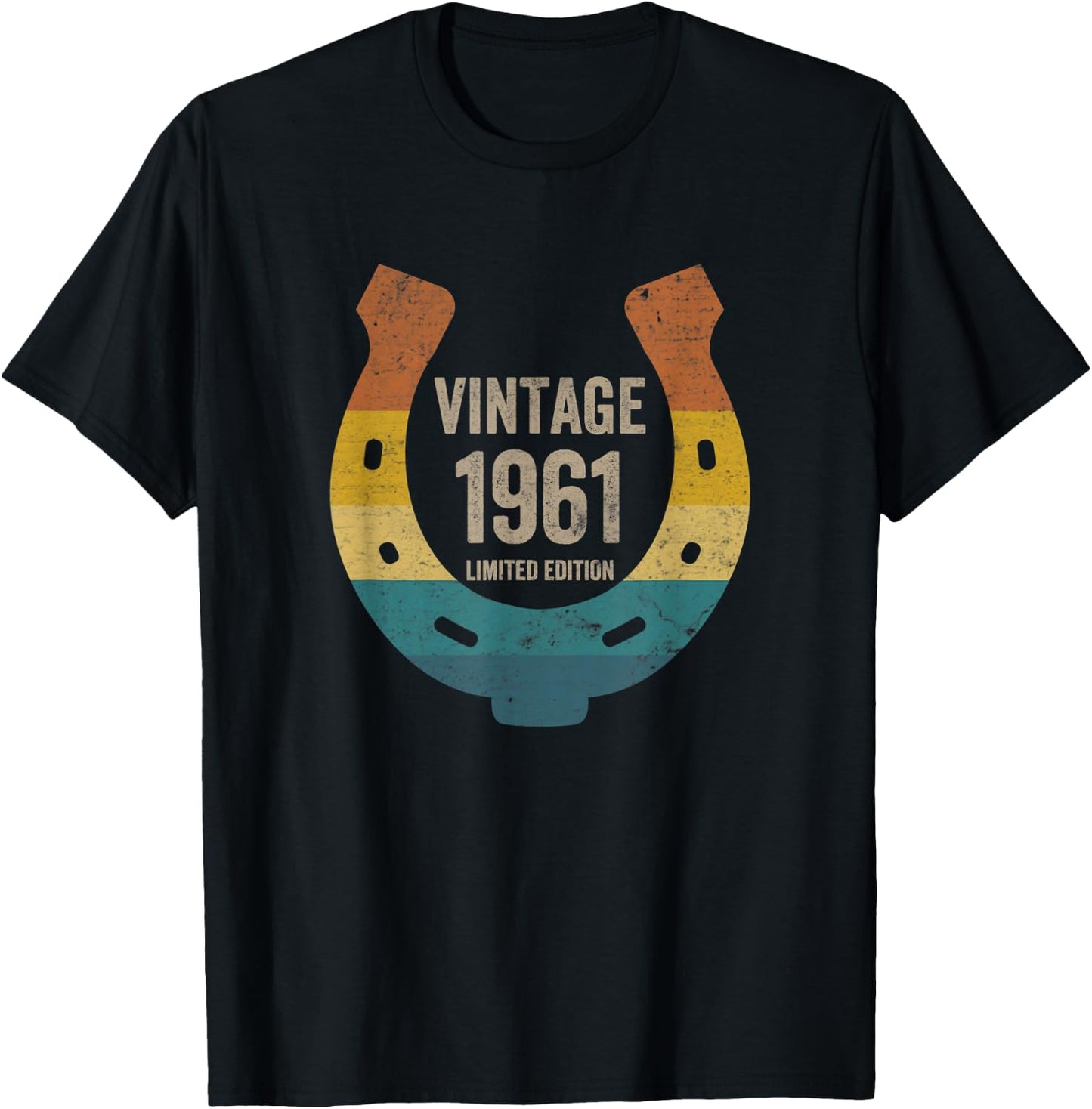 Vintage Horseshoe 1961 Limited Edition 61 Years Old Birthday T-Shirt - T-Shirt | Black