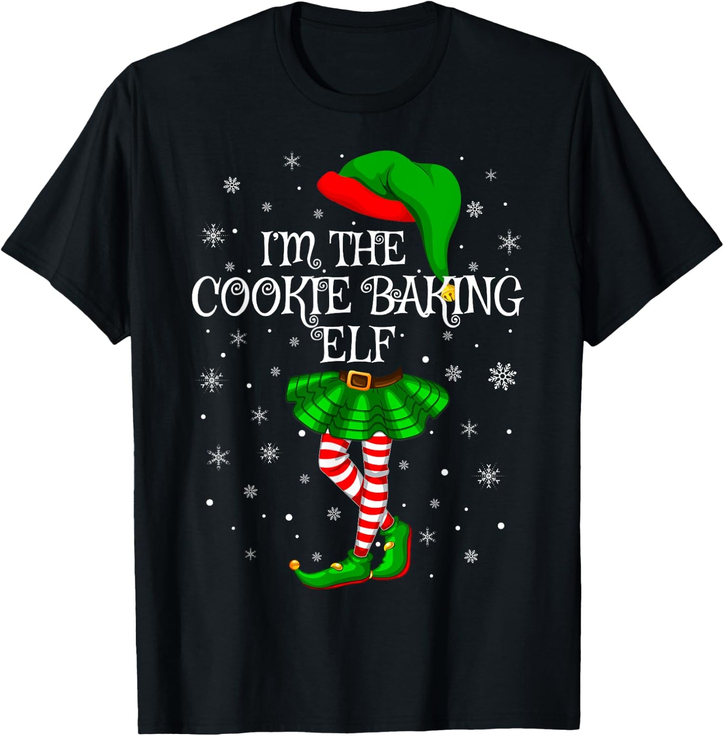Family Matching Women Girls The Cookie Baking Elf Christmas T-Shirt - T-Shirt | Black