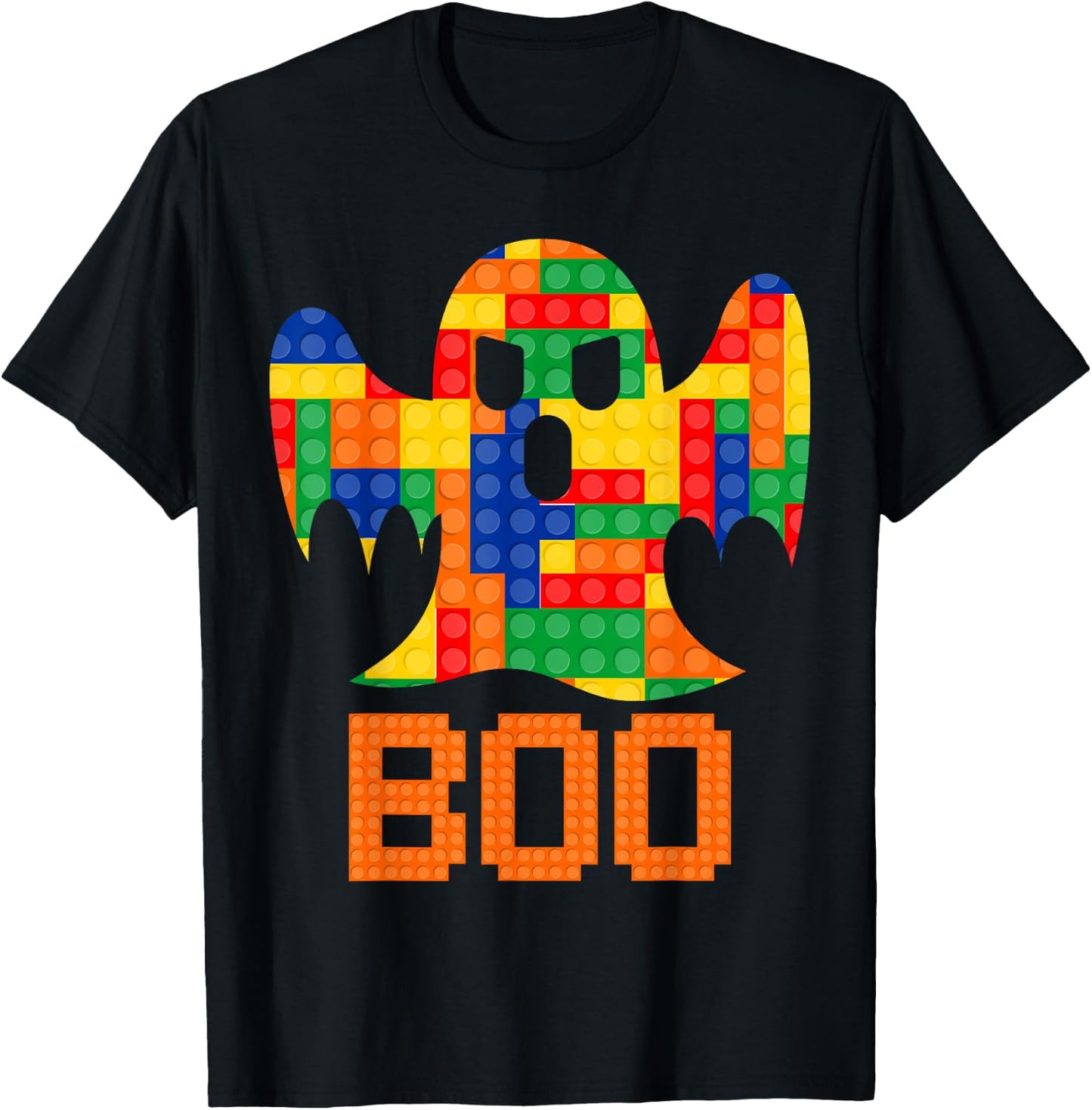 Boo Ghost Master Builder Building Blocks Bricks Halloween T-Shirt - T-Shirt | Black