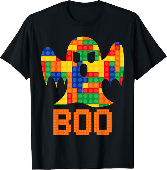 Boo Ghost Master Builder Building Blocks Bricks Halloween T-Shirt - T-Shirt | Black