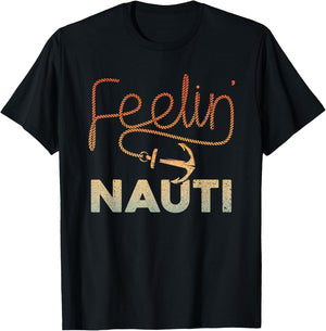 Cool Boating Women Feeling Nauti Boat Captain Boater T-Shirt - T-Shirt | Black