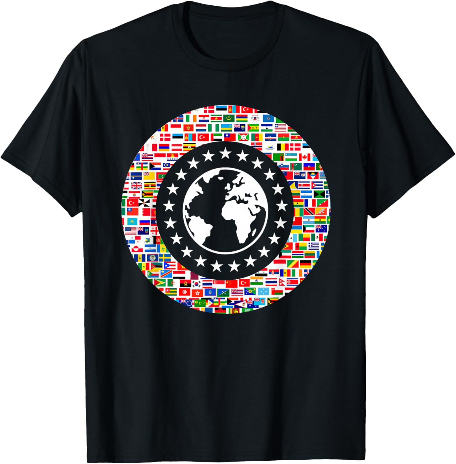 Earth Globe World Flags The Countries of the World Travel T-Shirt - T-Shirt | Black