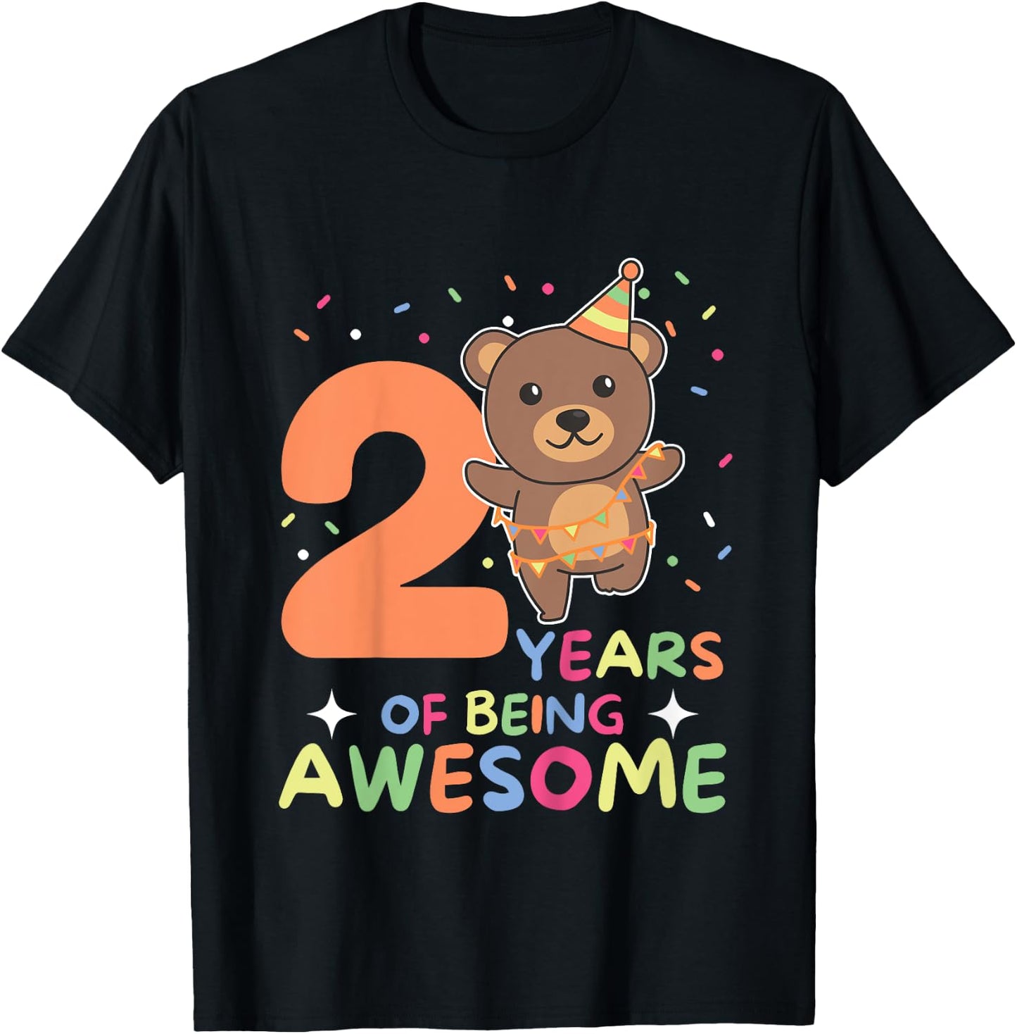 2nd Birthday Bear For Children Two Years Old T-Shirt - T-Shirt | Black