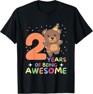 2nd Birthday Bear For Children Two Years Old T-Shirt - T-Shirt | Black