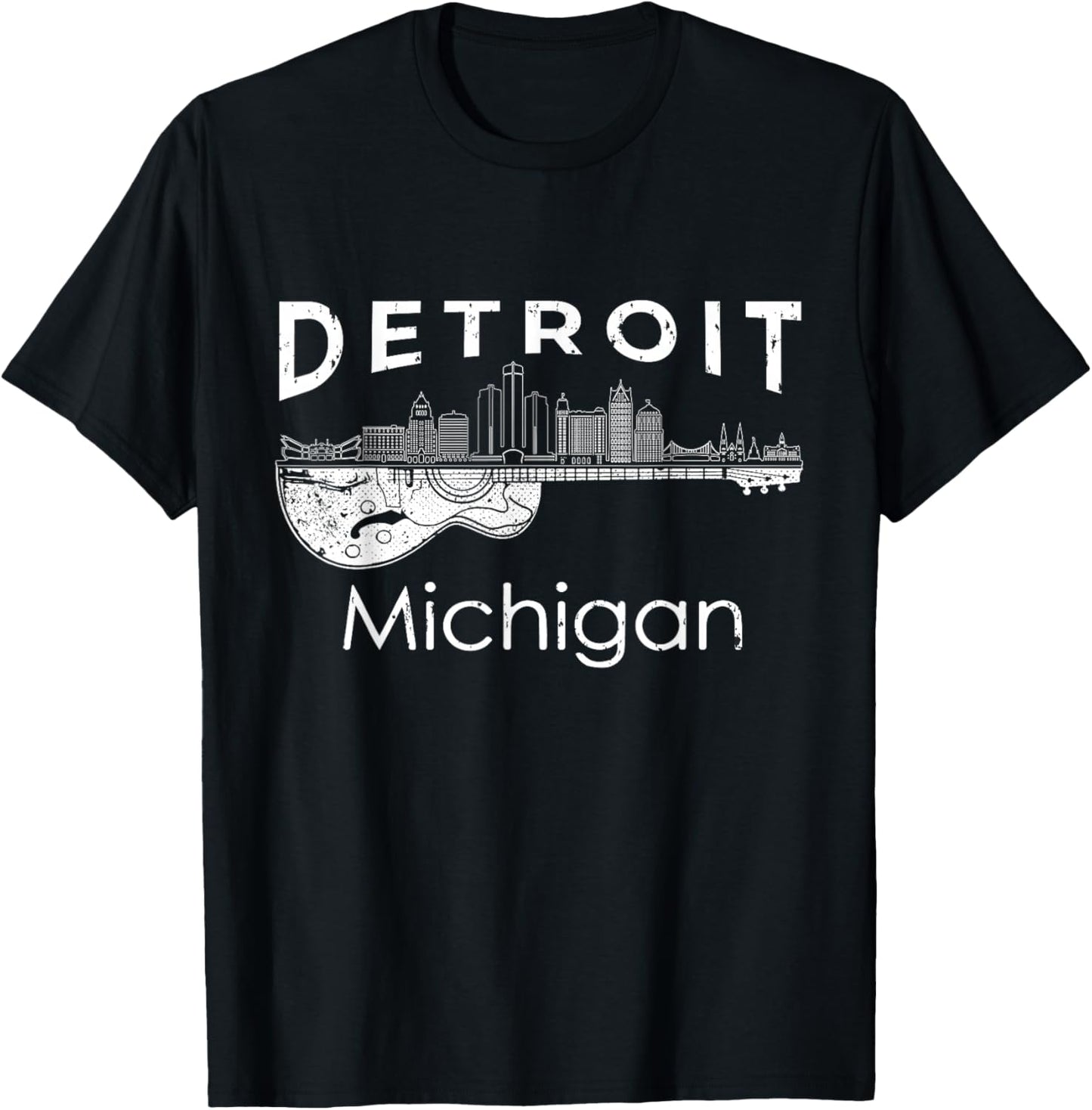 Detroit Souvenir Men Michigan Music Electric Guitar Small T-Shirt - T-Shirt | Black