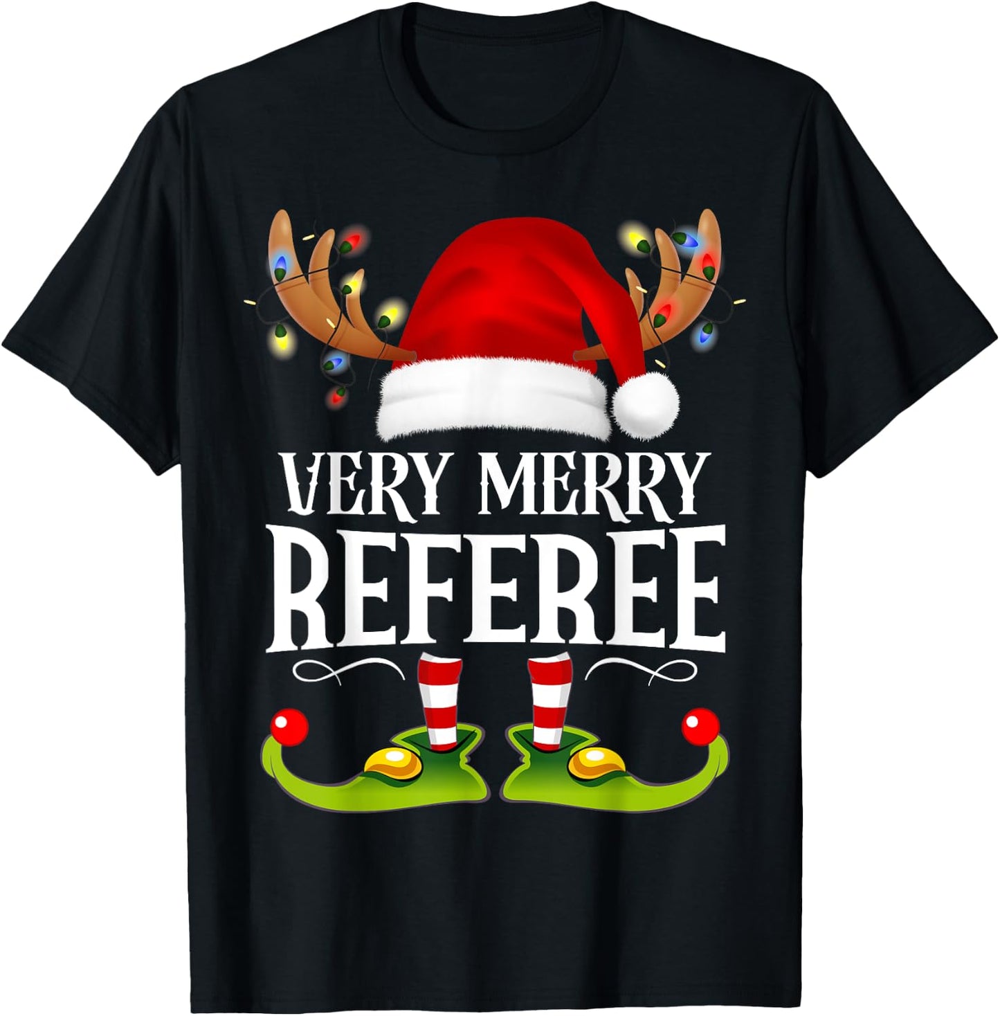 Very Merry X-Mas Referee Matching Christmas T-Shirt - T-Shirt | Black