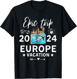 Europe Epic Trip Vacation 2024 Reunion Trip Making Memories T-Shirt - T-Shirt | Black