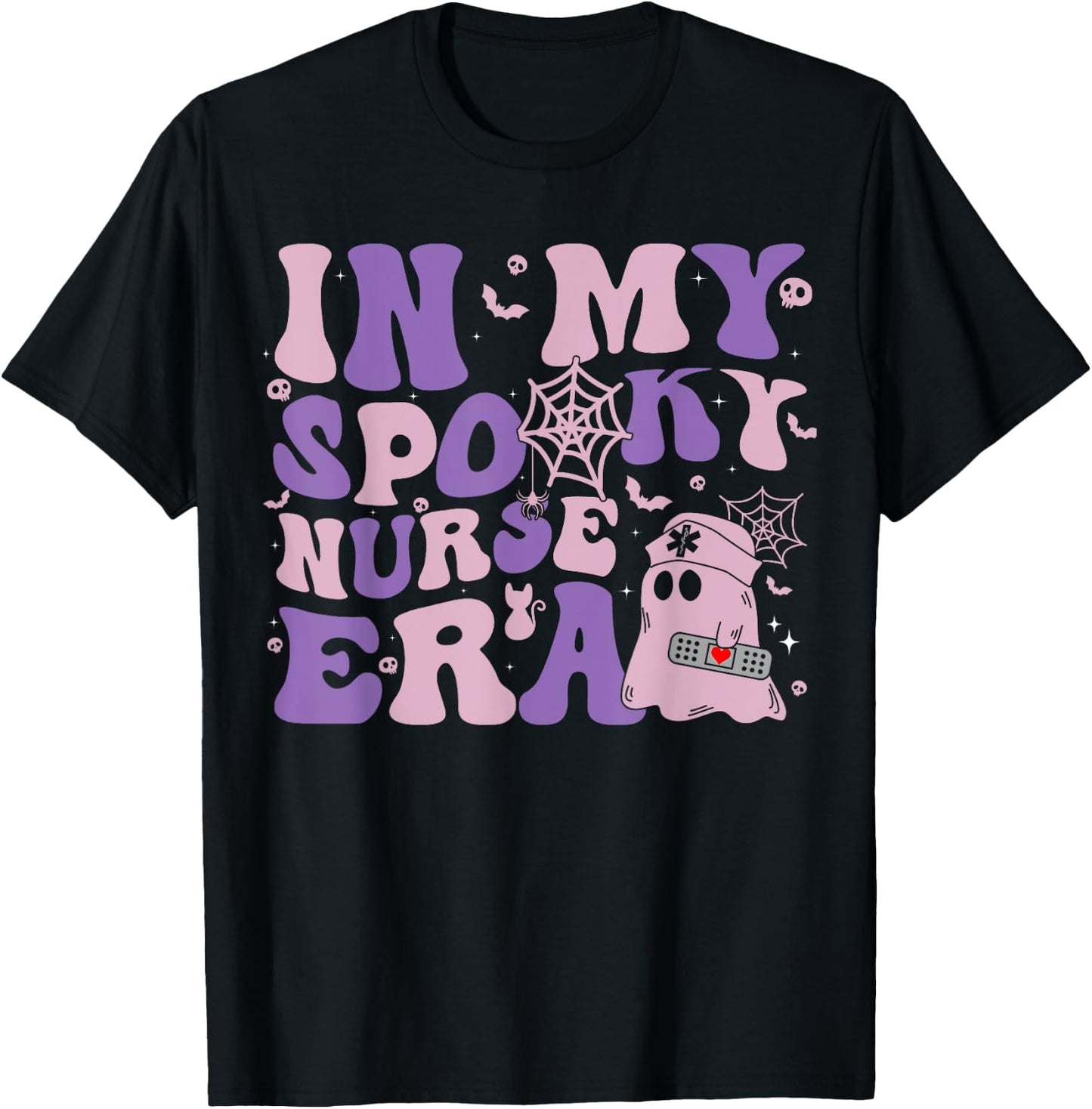 Retro Groovy Halloween In My Spooky Nurse Era Scary RN T-Shirt - T-Shirt | Black