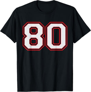Red Number 80 Sports Player Jersey Fun Game Winner #80 Lucky T-Shirt - T-Shirt | Black